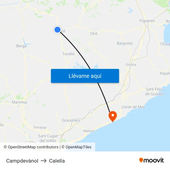 Campdevànol to Calella map