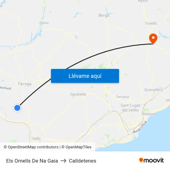 Els Omells De Na Gaia to Calldetenes map