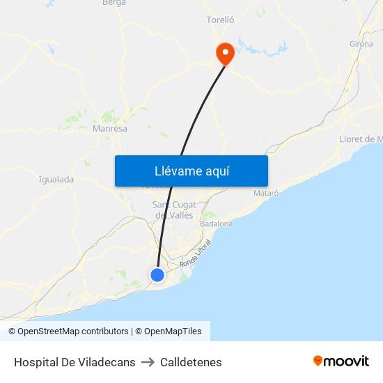 Hospital De Viladecans to Calldetenes map