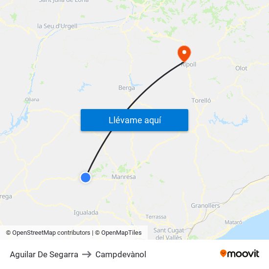 Aguilar De Segarra to Campdevànol map