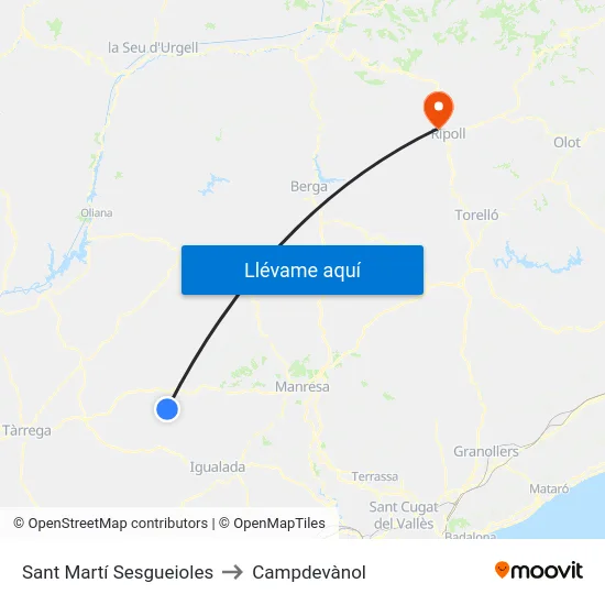 Sant Martí Sesgueioles to Campdevànol map