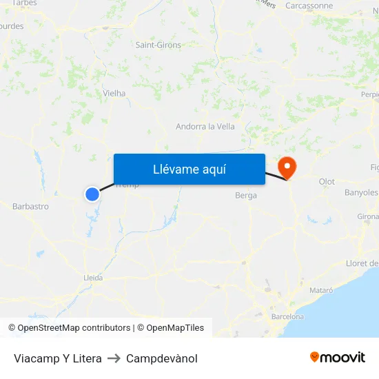 Viacamp Y Litera to Campdevànol map