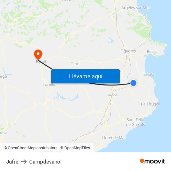 Jafre to Campdevànol map