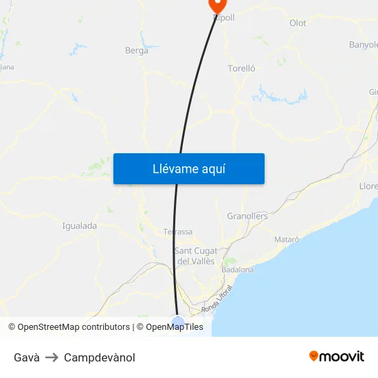 Gavà to Campdevànol map