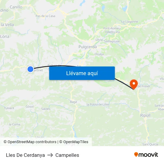 Lles De Cerdanya to Campelles map