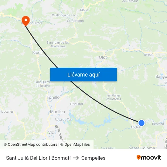 Sant Julià Del Llor I Bonmatí to Campelles map