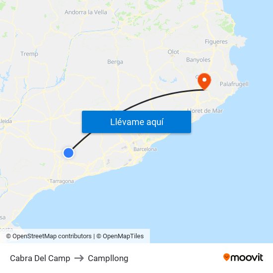 Cabra Del Camp to Campllong map