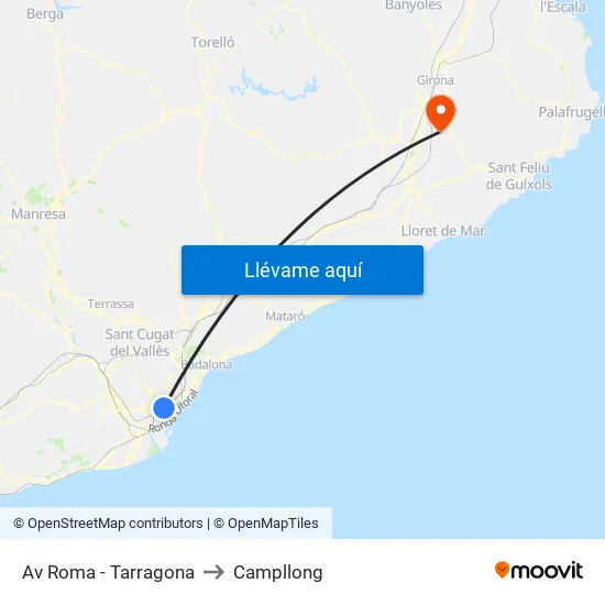 Av Roma - Tarragona to Campllong map