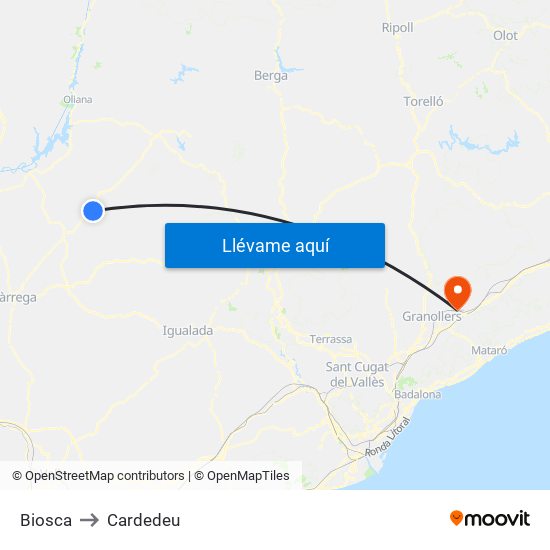 Biosca to Cardedeu map