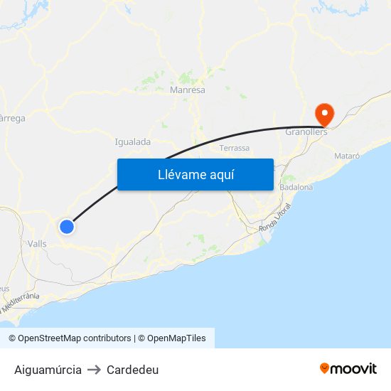 Aiguamúrcia to Cardedeu map