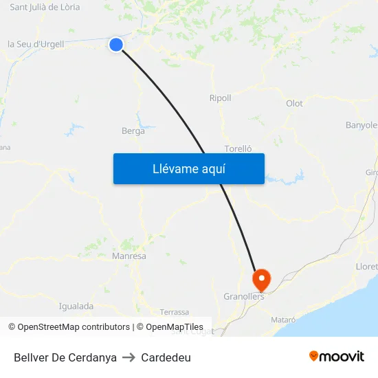 Bellver De Cerdanya to Cardedeu map