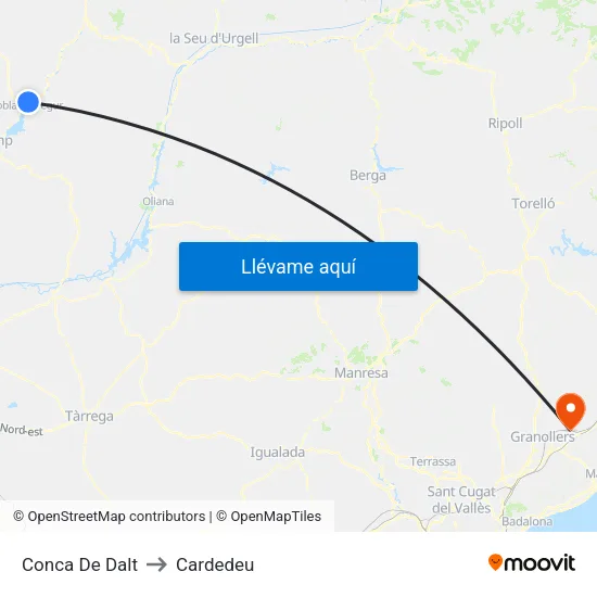 Conca De Dalt to Cardedeu map