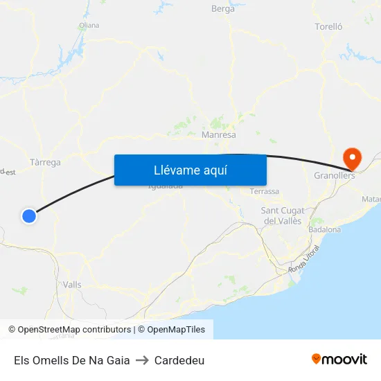Els Omells De Na Gaia to Cardedeu map