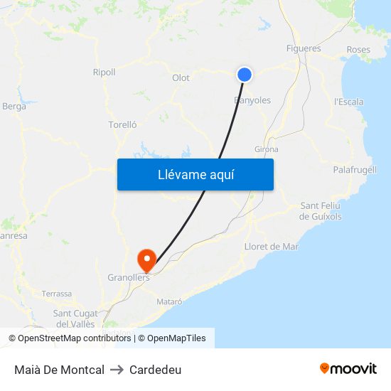 Maià De Montcal to Cardedeu map