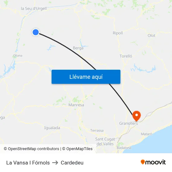 La Vansa I Fórnols to Cardedeu map