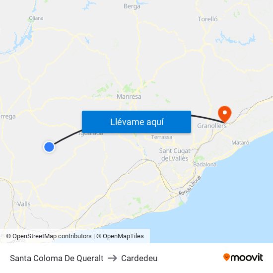Santa Coloma De Queralt to Cardedeu map