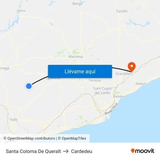 Santa Coloma De Queralt to Cardedeu map