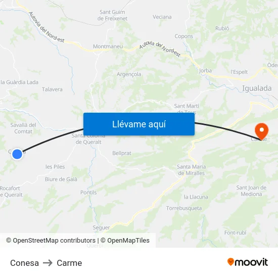 Conesa to Carme map