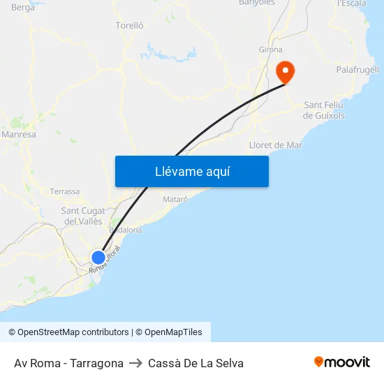 Av Roma - Tarragona to Cassà De La Selva map