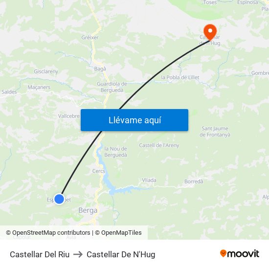 Castellar Del Riu to Castellar De N'Hug map