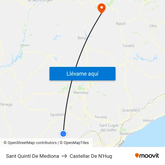 Sant Quintí De Mediona to Castellar De N'Hug map