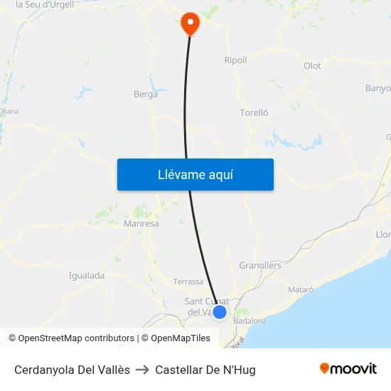 Cerdanyola Del Vallès to Castellar De N'Hug map