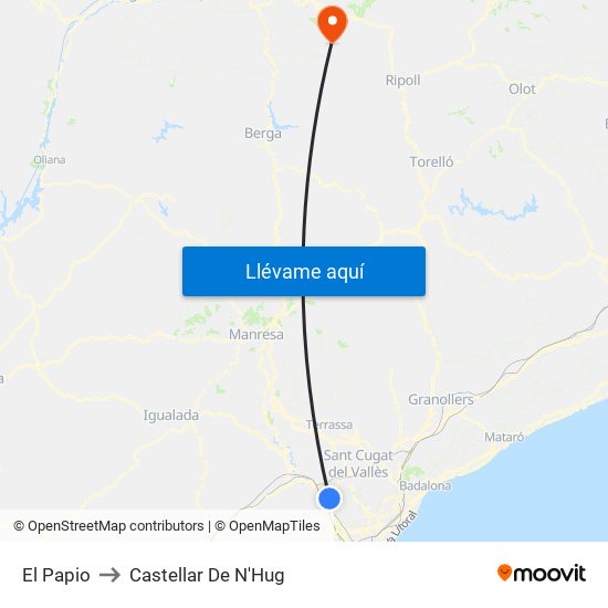 El Papio to Castellar De N'Hug map