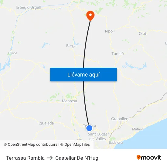 Terrassa Rambla to Castellar De N'Hug map