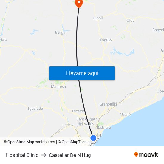 Hospital Clínic to Castellar De N'Hug map