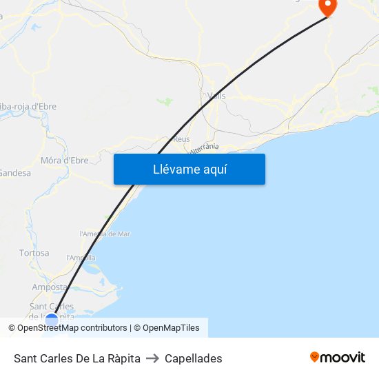 Sant Carles De La Ràpita to Capellades map