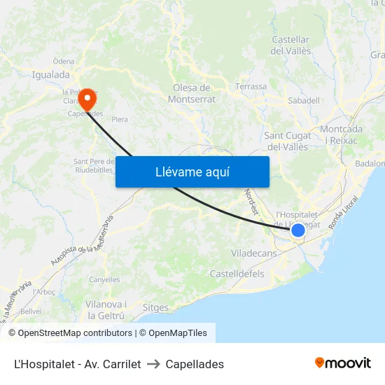 L'Hospitalet - Av. Carrilet to Capellades map
