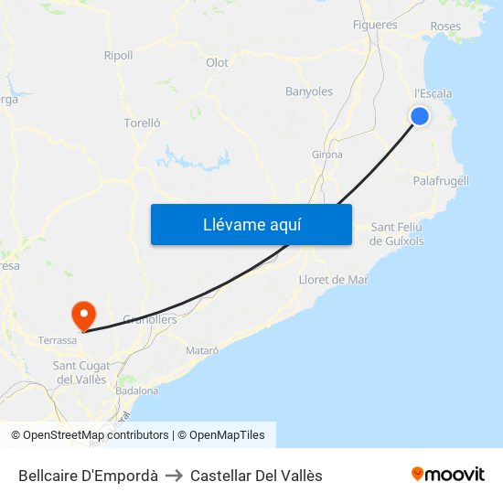 Bellcaire D'Empordà to Castellar Del Vallès map