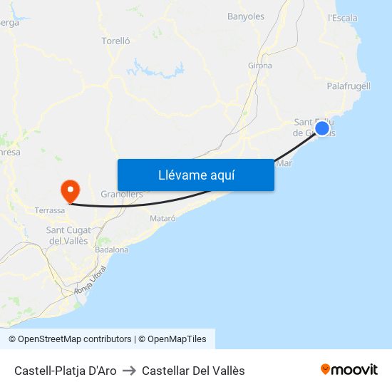 Castell-Platja D'Aro to Castellar Del Vallès map