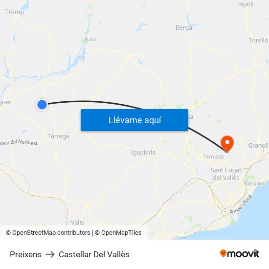 Preixens to Castellar Del Vallès map