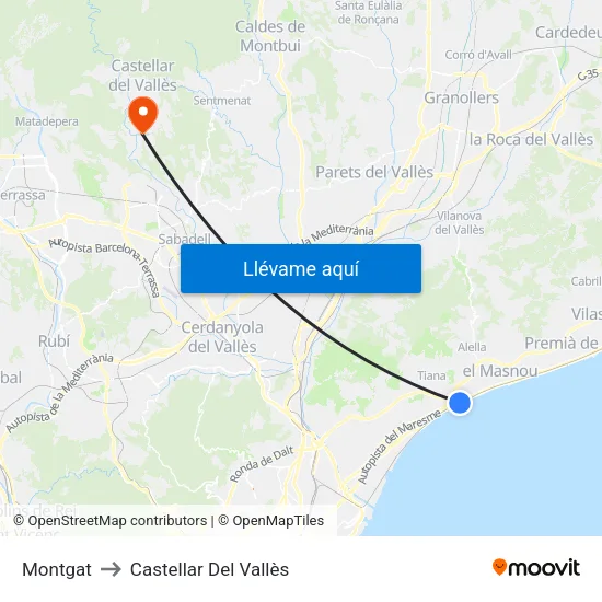 Montgat to Castellar Del Vallès map