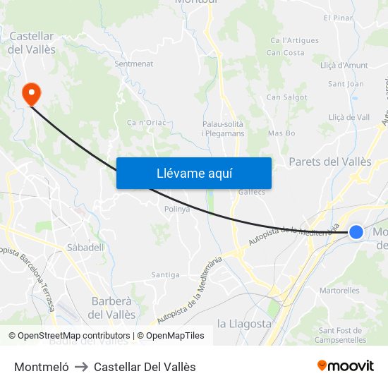 Montmeló to Castellar Del Vallès map