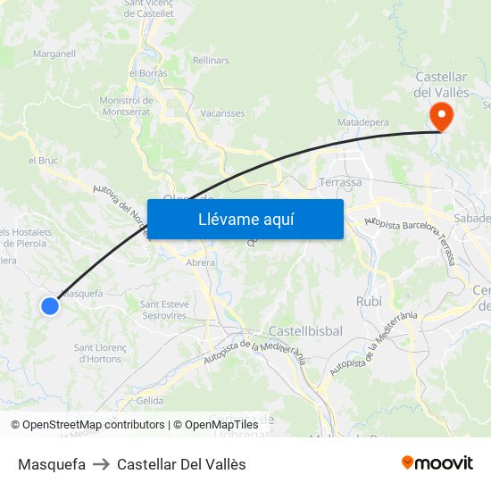 Masquefa to Castellar Del Vallès map