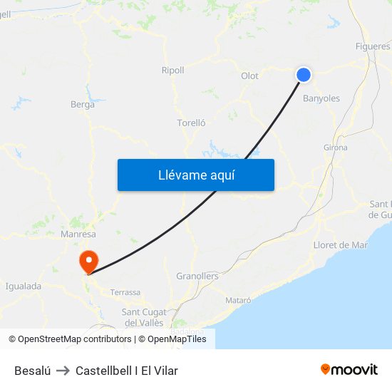 Besalú to Castellbell I El Vilar map