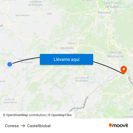 Conesa to Castellbisbal map