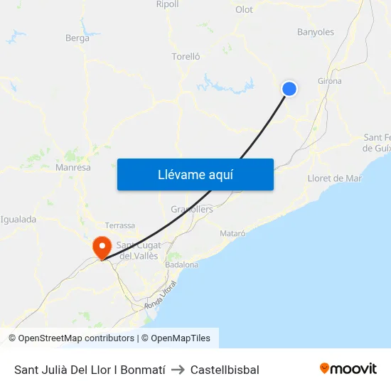 Sant Julià Del Llor I Bonmatí to Castellbisbal map