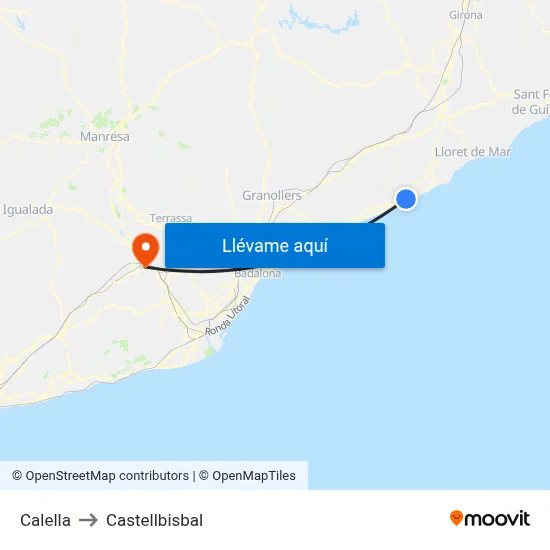 Calella to Castellbisbal map