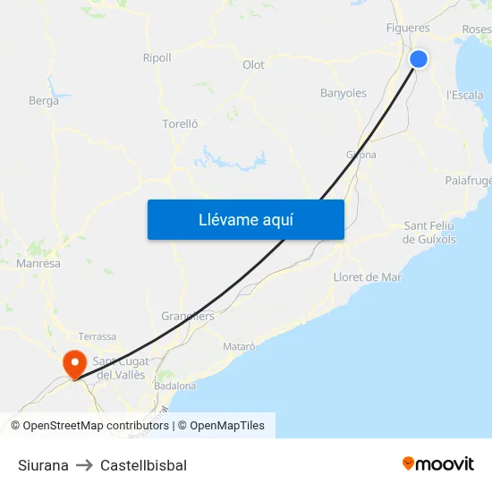 Siurana to Castellbisbal map
