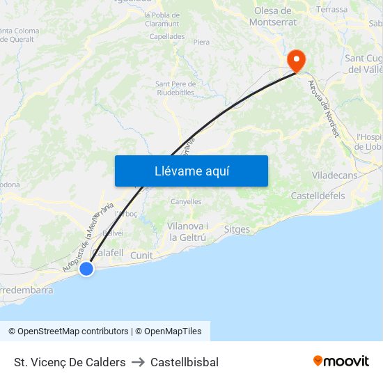 St. Vicenç De Calders to Castellbisbal map