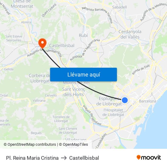 Pl. Reina Maria Cristina to Castellbisbal map