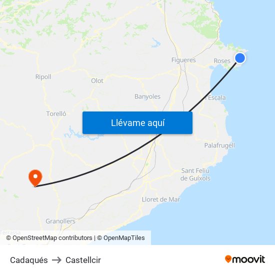 Cadaqués to Castellcir map