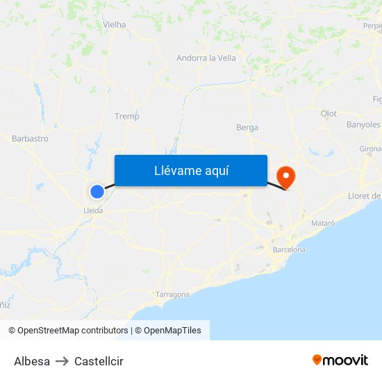 Albesa to Castellcir map