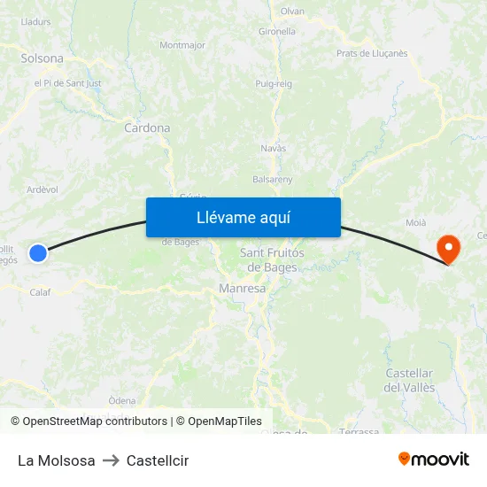 La Molsosa to Castellcir map