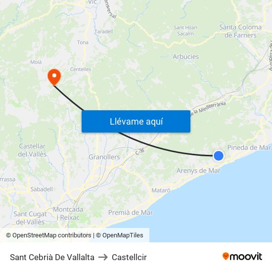 Sant Cebrià De Vallalta to Castellcir map