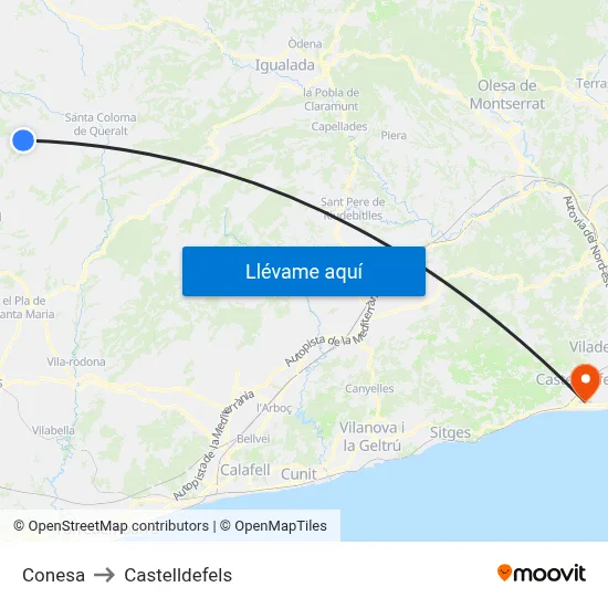 Conesa to Castelldefels map