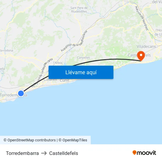 Torredembarra to Castelldefels map
